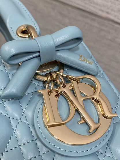 Dior 2026 Bow Lady Dior Tourmaline Blue Cannage Lambskin 289166