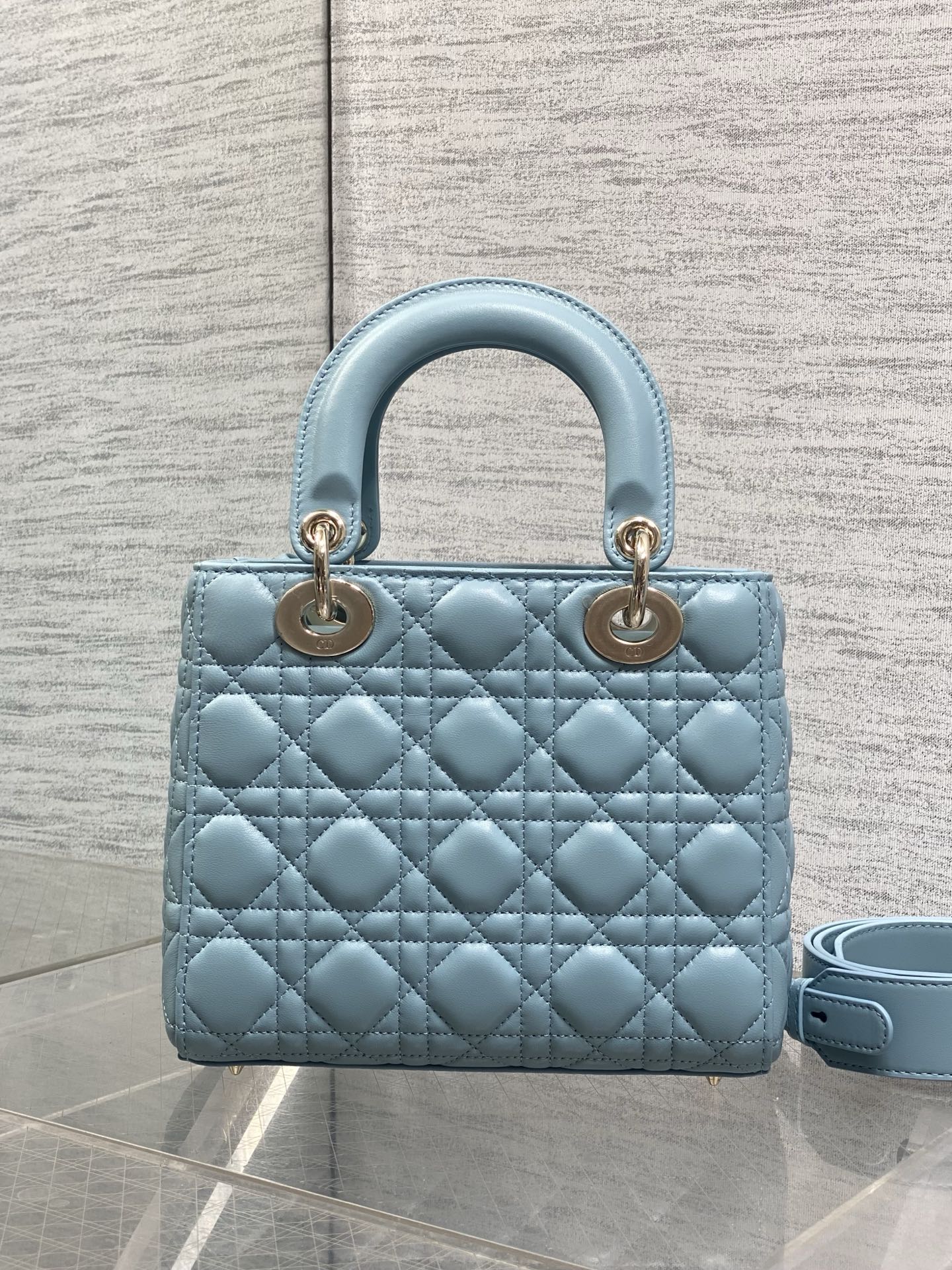 Dior 2026 Bow Lady Dior Tourmaline Blue Cannage Lambskin 289166