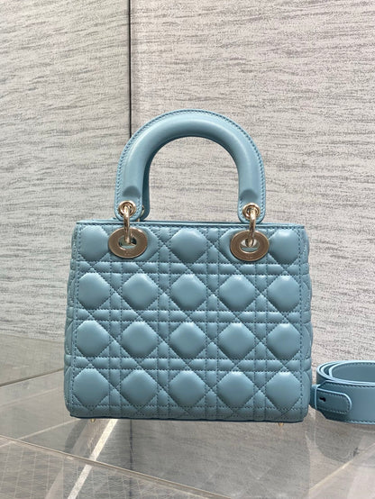 Dior 2026 Bow Lady Dior Tourmaline Blue Cannage Lambskin 289166
