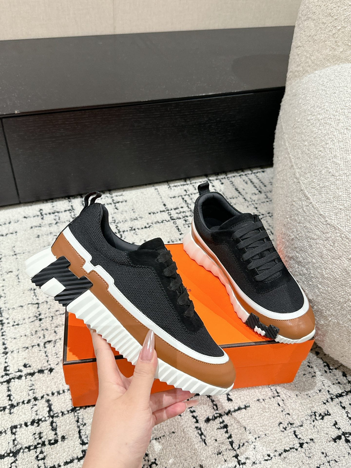 HM Sneaker In Black Mesh Fabric 985318