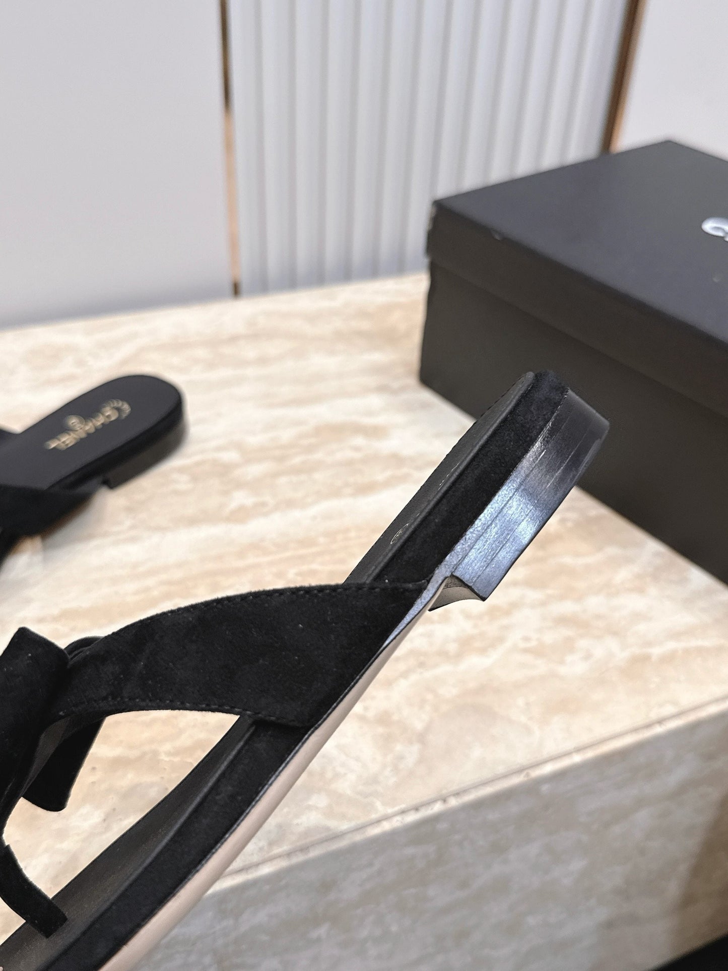 Chanel 2026 Bow Thong Sandal 15mm Suede Calfskin 898999