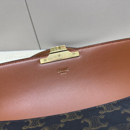LOLA BAGUETTE BAG 28 IN DARK BROWN MONOGRAM CANVAS AND CALFSKIN