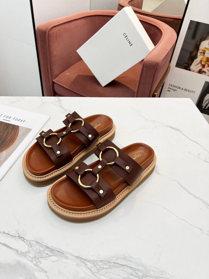 TIPPI SANDAL IN CHESTNUT BROWN CALFSKIN