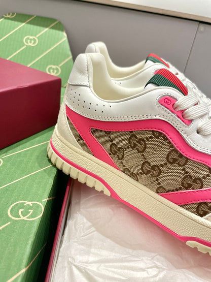 GG 26 Sneaker White Beige Pink Canvas Cowhide 632868