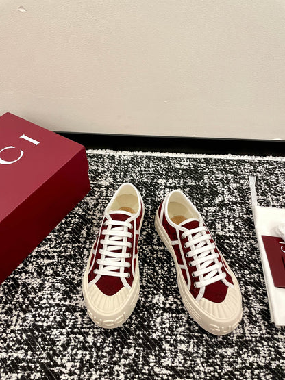 GG 26 Sneaker White Dark Red Canvas Leather 632822