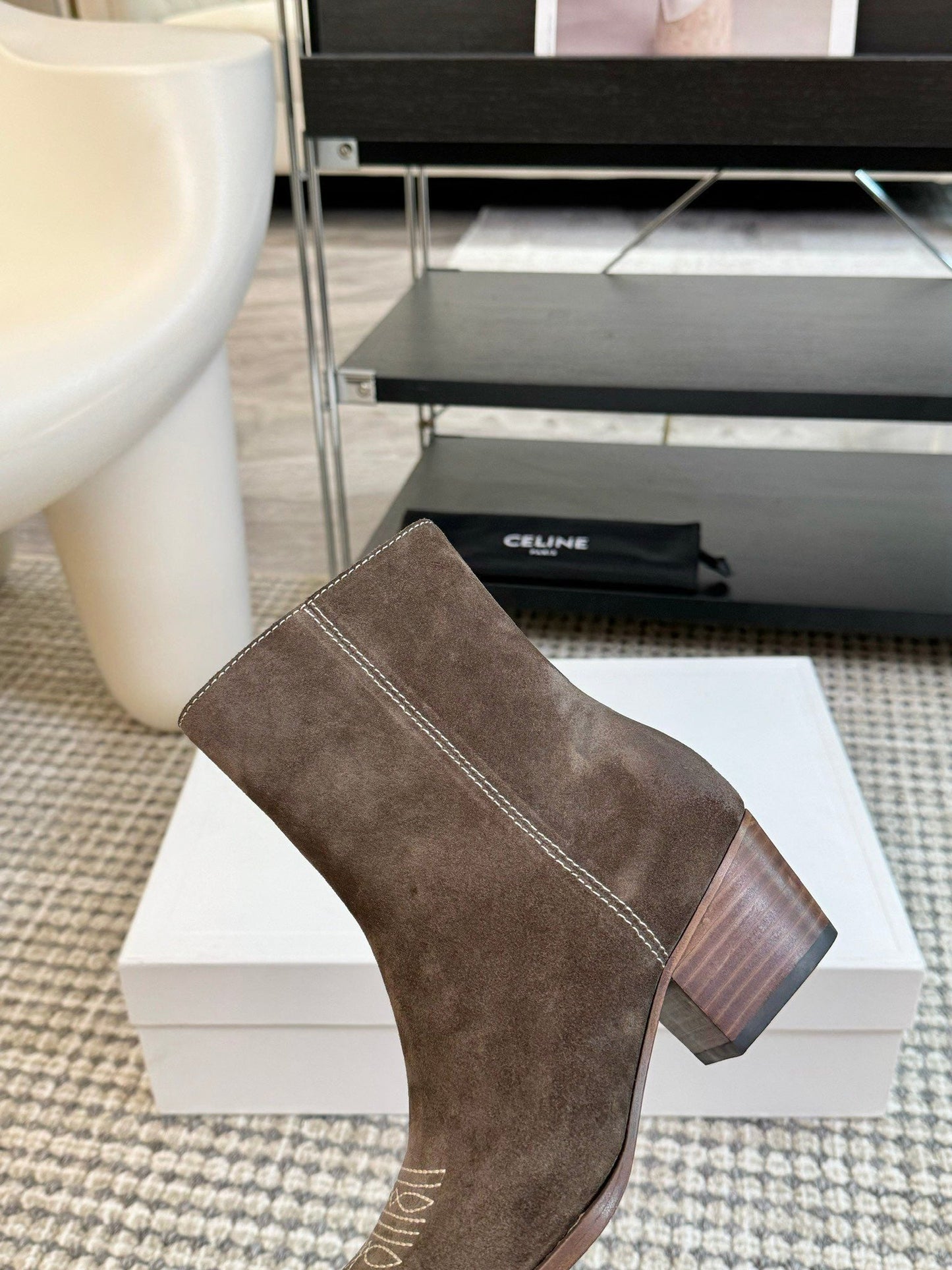 ANKLE BOOTS 45 MM IN COFFEE SUEDE