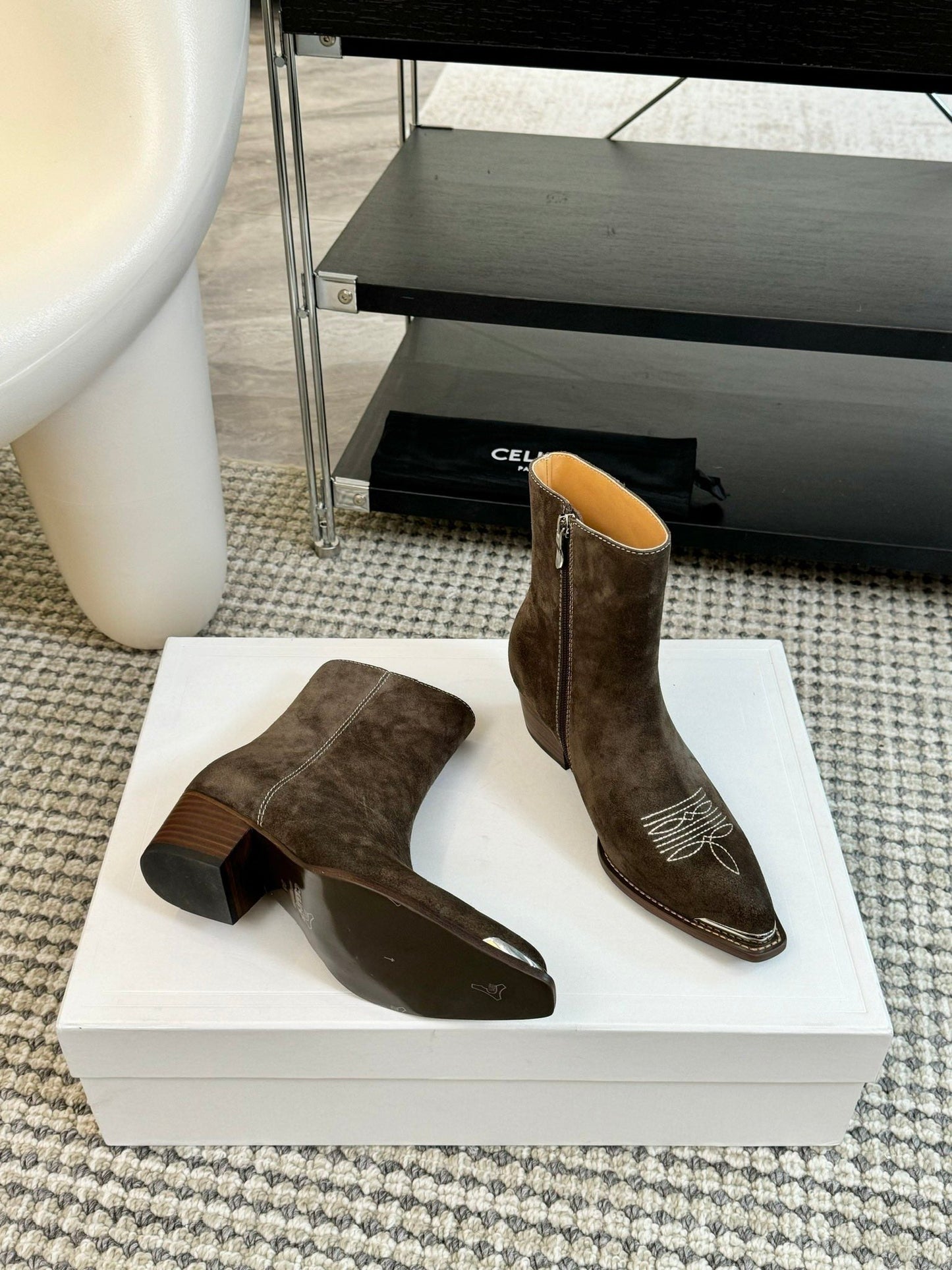 ANKLE BOOTS 45 MM IN COFFEE SUEDE