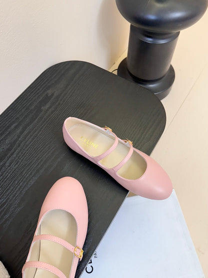 CL Les Ballerines Double Strap Ballerina In Light Pink Lambskin 325024