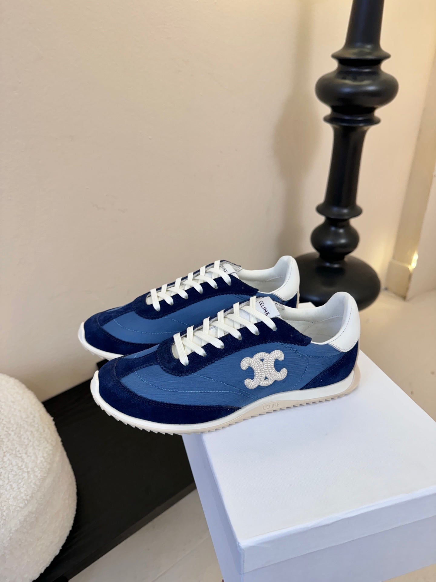 Celine Racer Low Top Sneaker Blue Suede Calfskin 606411