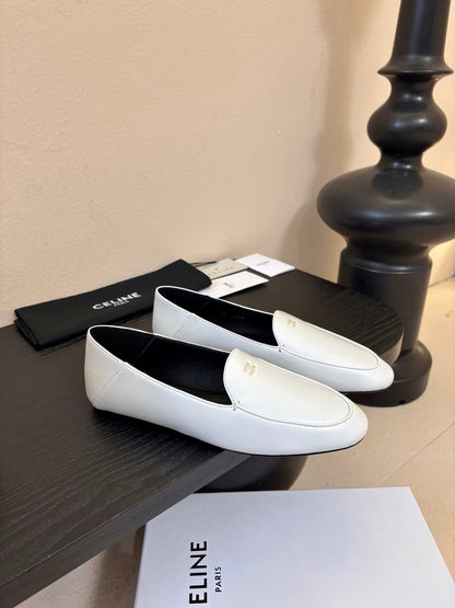 Celine Aura Loafer White Goatskin 606415