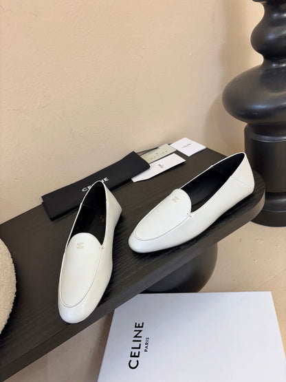 Celine Aura Loafer White Goatskin 606415