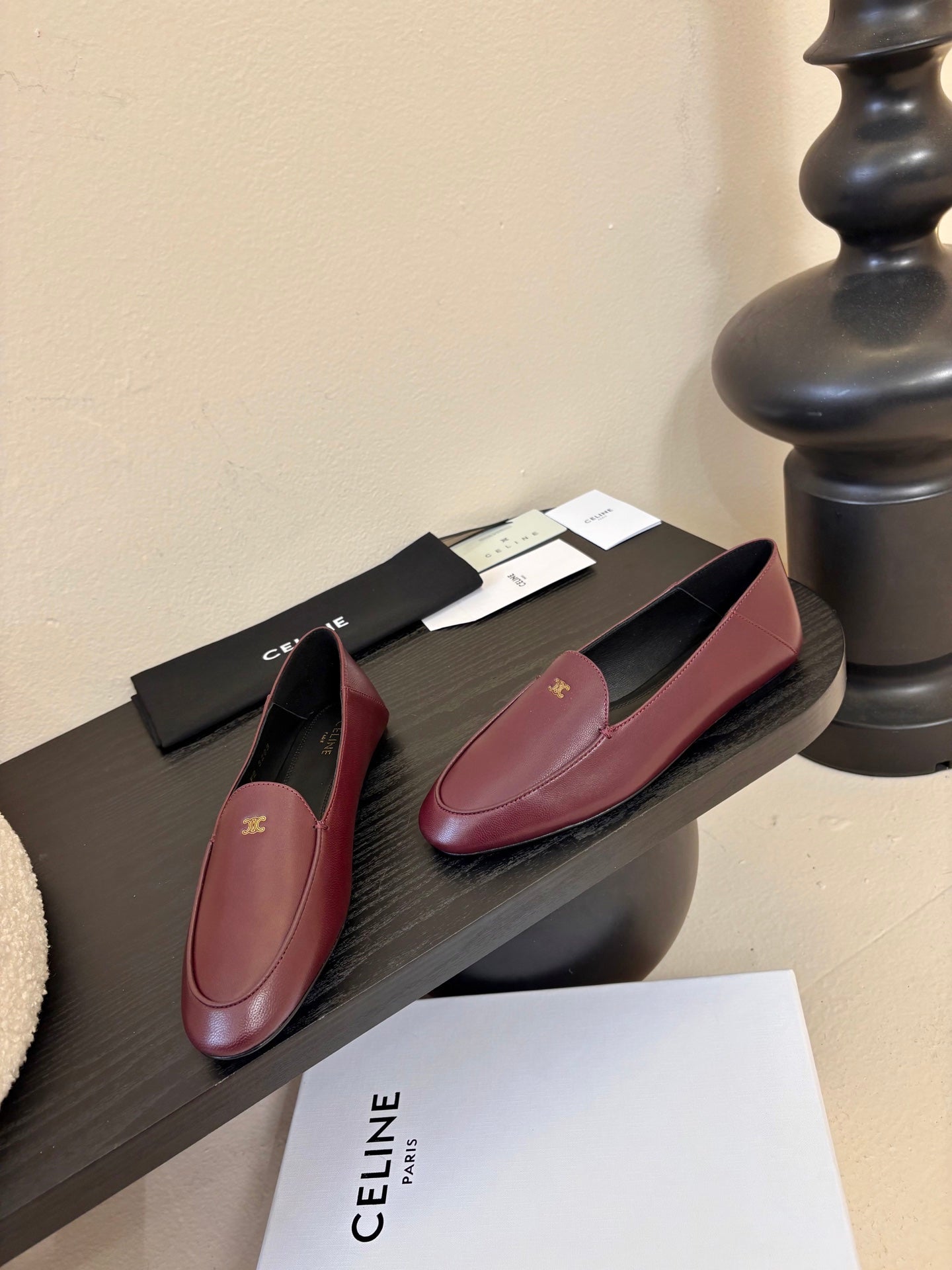 Celine Aura Loafer Burgundy Goatskin 606416