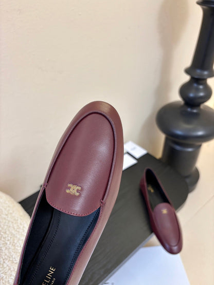 Celine Aura Loafer Burgundy Goatskin 606416