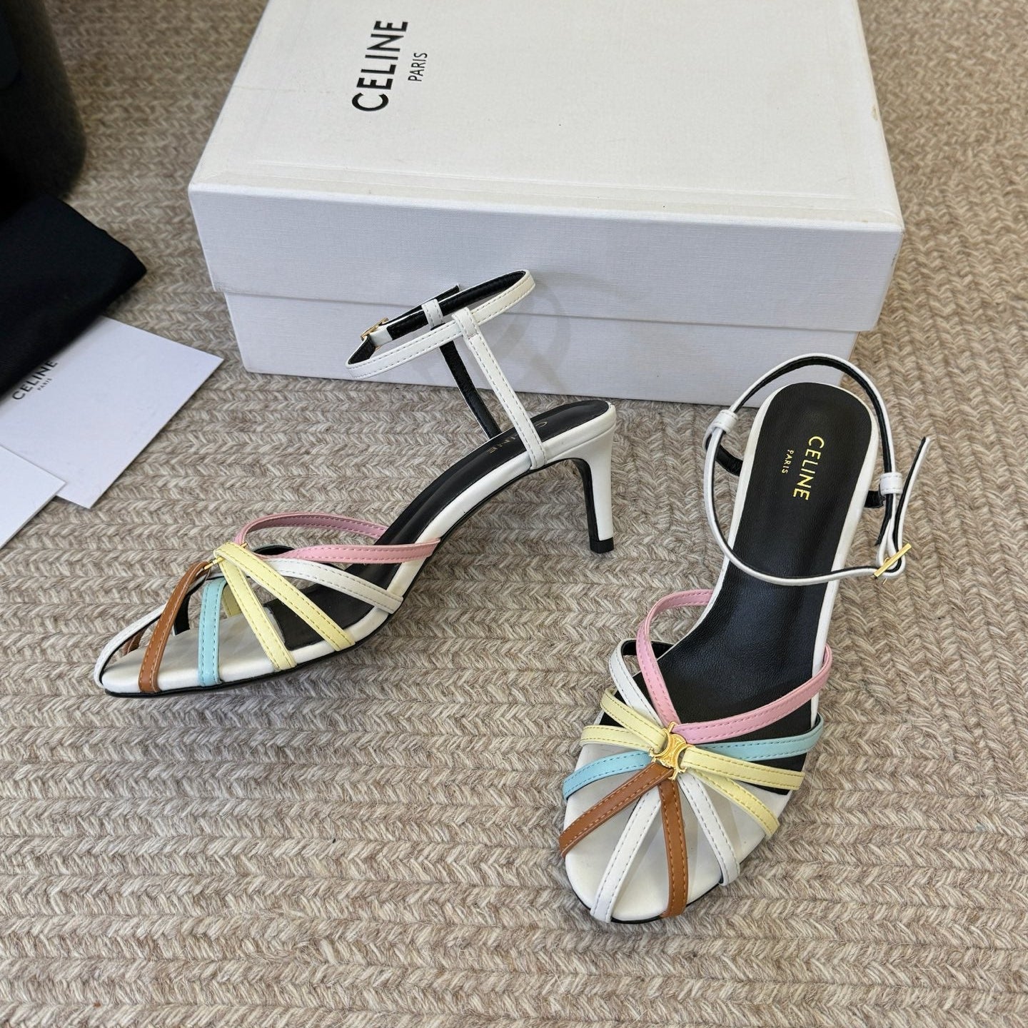 Celine Triomphe Sandal 6.5cm Multicolor Lambskin 835892