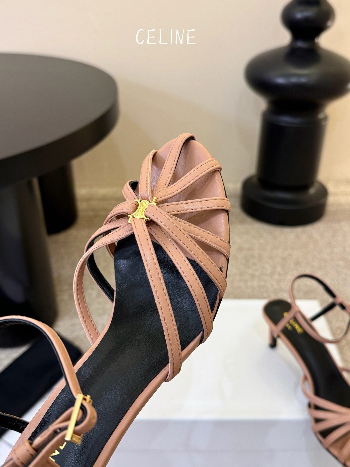 Celine Triomphe Sandal 6.5cm Brown Lambskin 835893