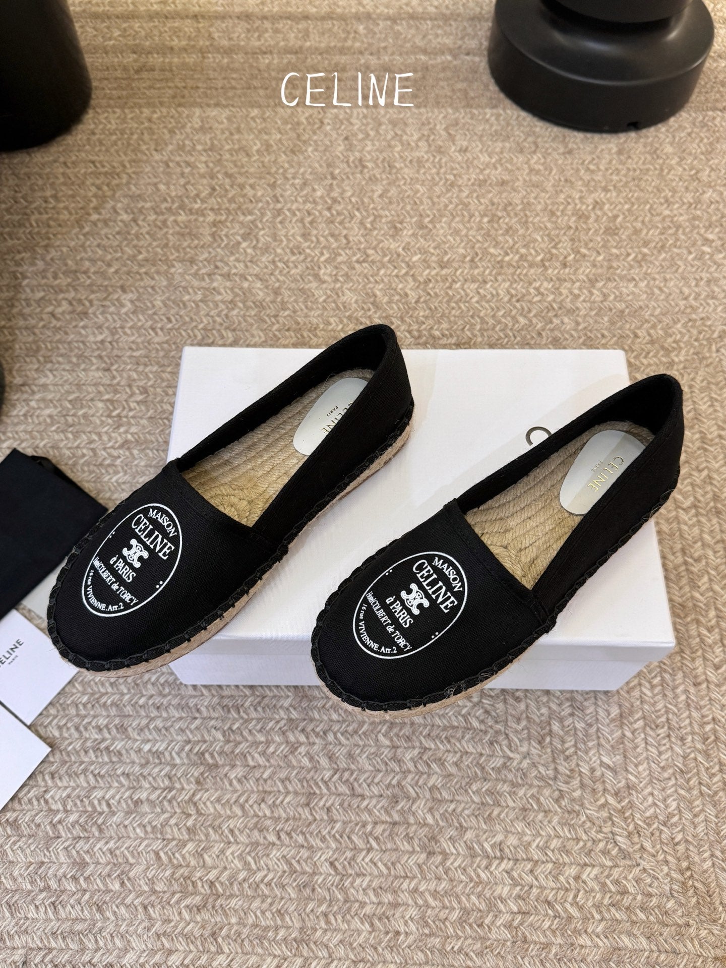 Celine Maison Espadrilles Black Canvas 835903