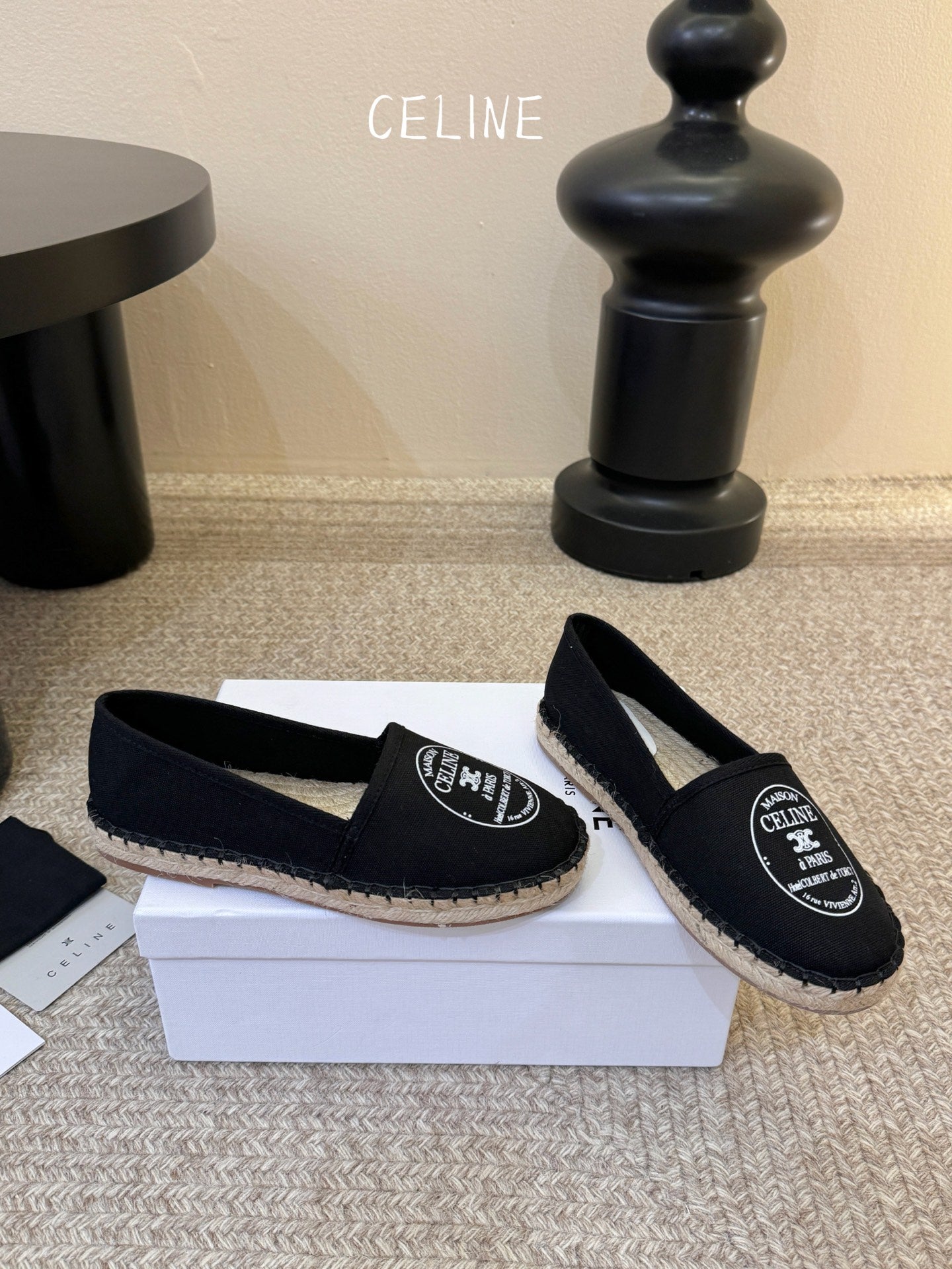 Celine Maison Espadrilles Black Canvas 835903