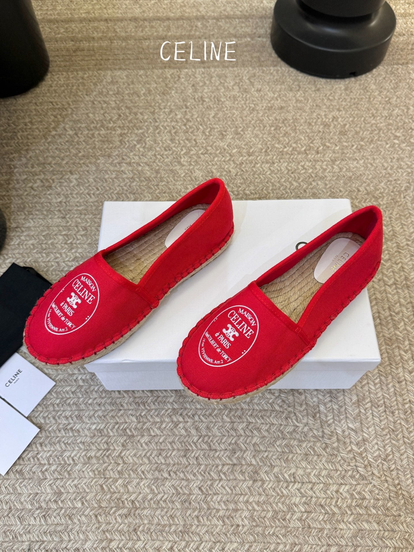 Celine Maison Espadrilles Red Canvas 835906