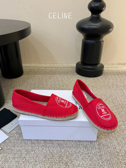 Celine Maison Espadrilles Red Canvas 835906