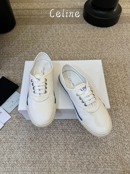 Celine Alan Sneaker White Canvas Suede 835909