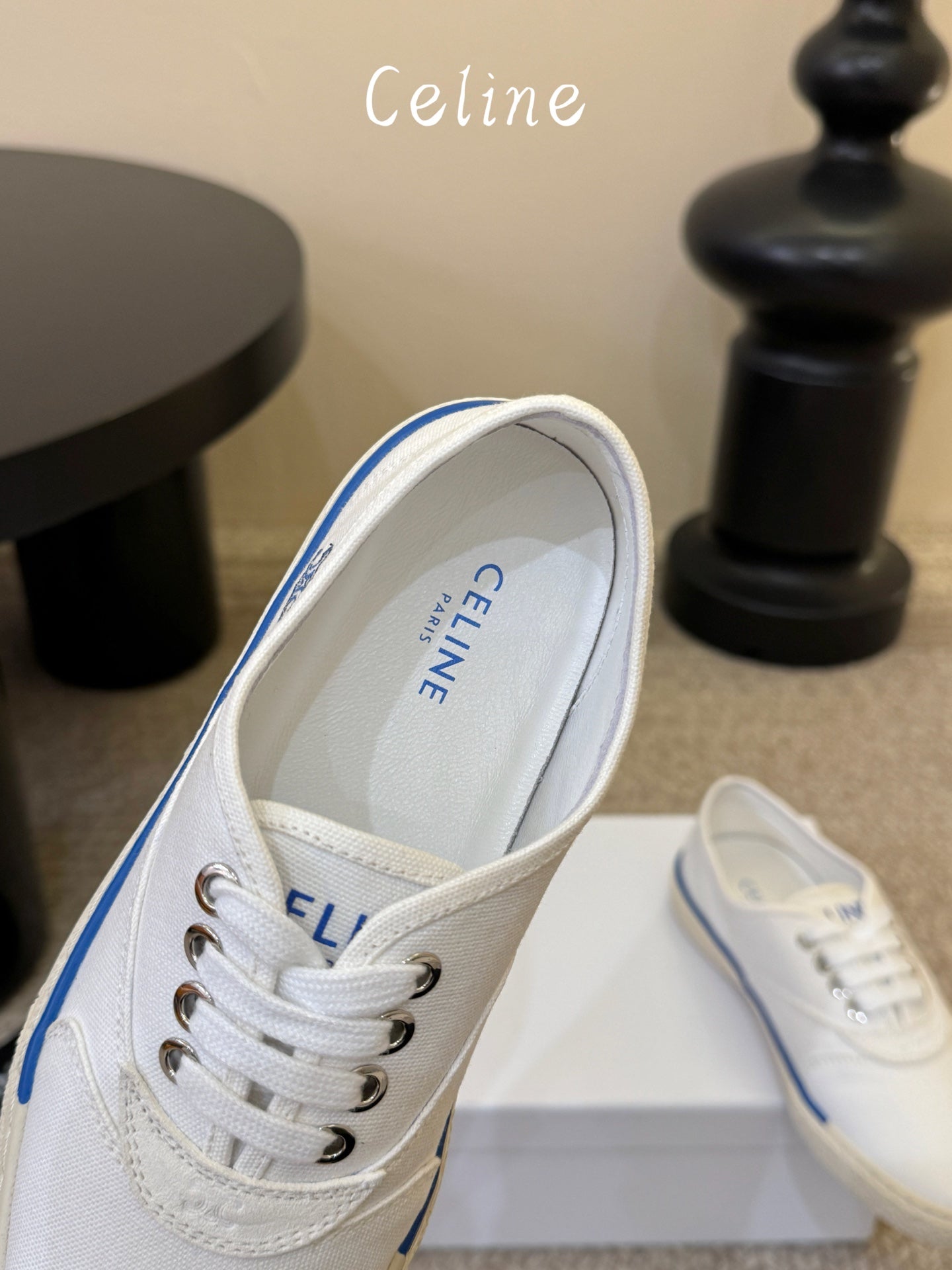 Celine Alan Sneaker White Canvas Suede 835909