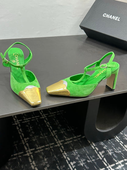 Chanel 2026  Slingback Kitten Heels Pumps Leather Sheepskin 832520