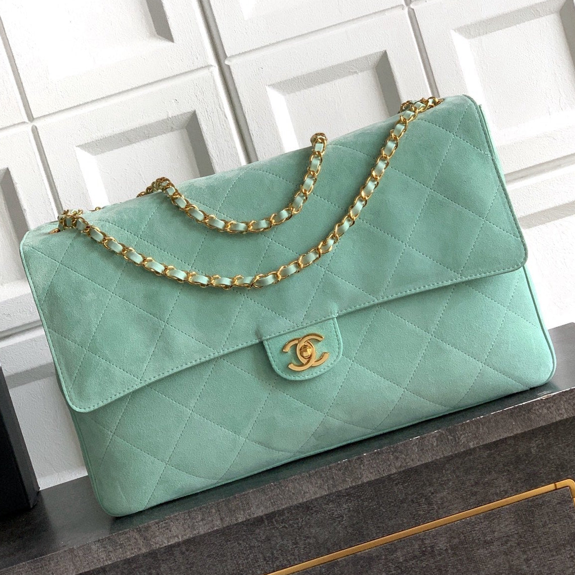 Chanel 2026 Flap Bag Mint Green Suede Leather