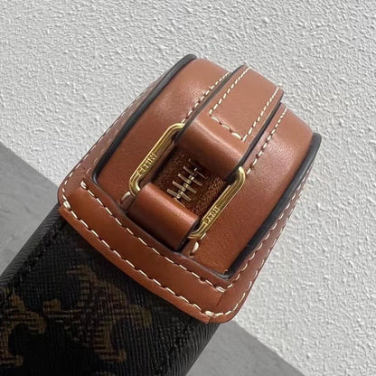 Celine Camera Bag 20 Bag Triomphe Black Brown Canvas & Calfskin