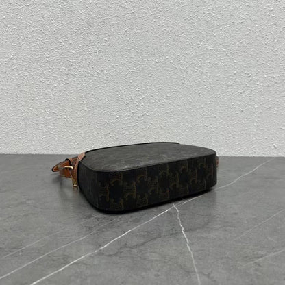 Celine Camera Bag 20 Bag Triomphe Black Brown Canvas & Calfskin