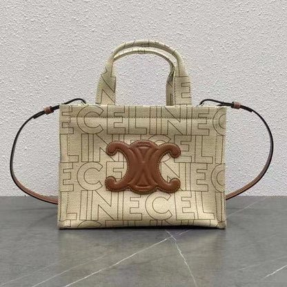 Celine 2026 Cabas Thais Triomphe Printed Tote Bag 26cm Canvas Calfskin 283600