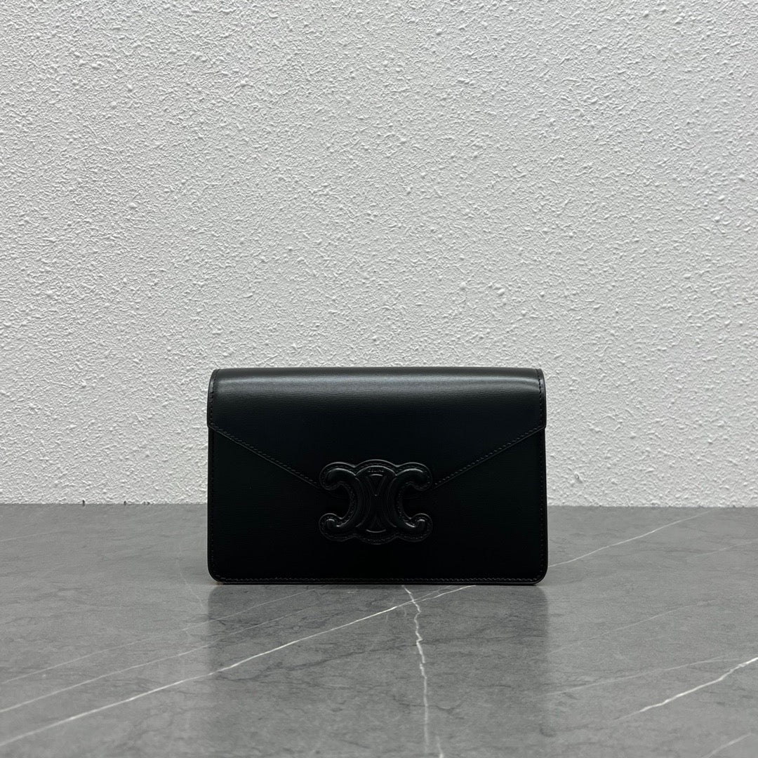 Celine WOC Triomphe Black Cowhide