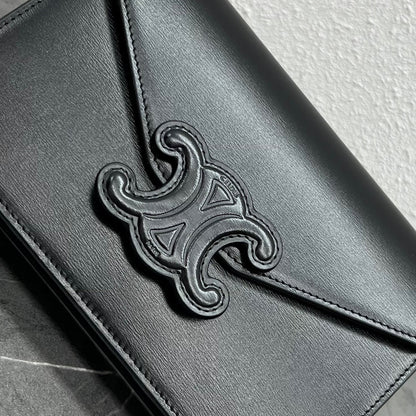 Celine WOC Triomphe Black Cowhide