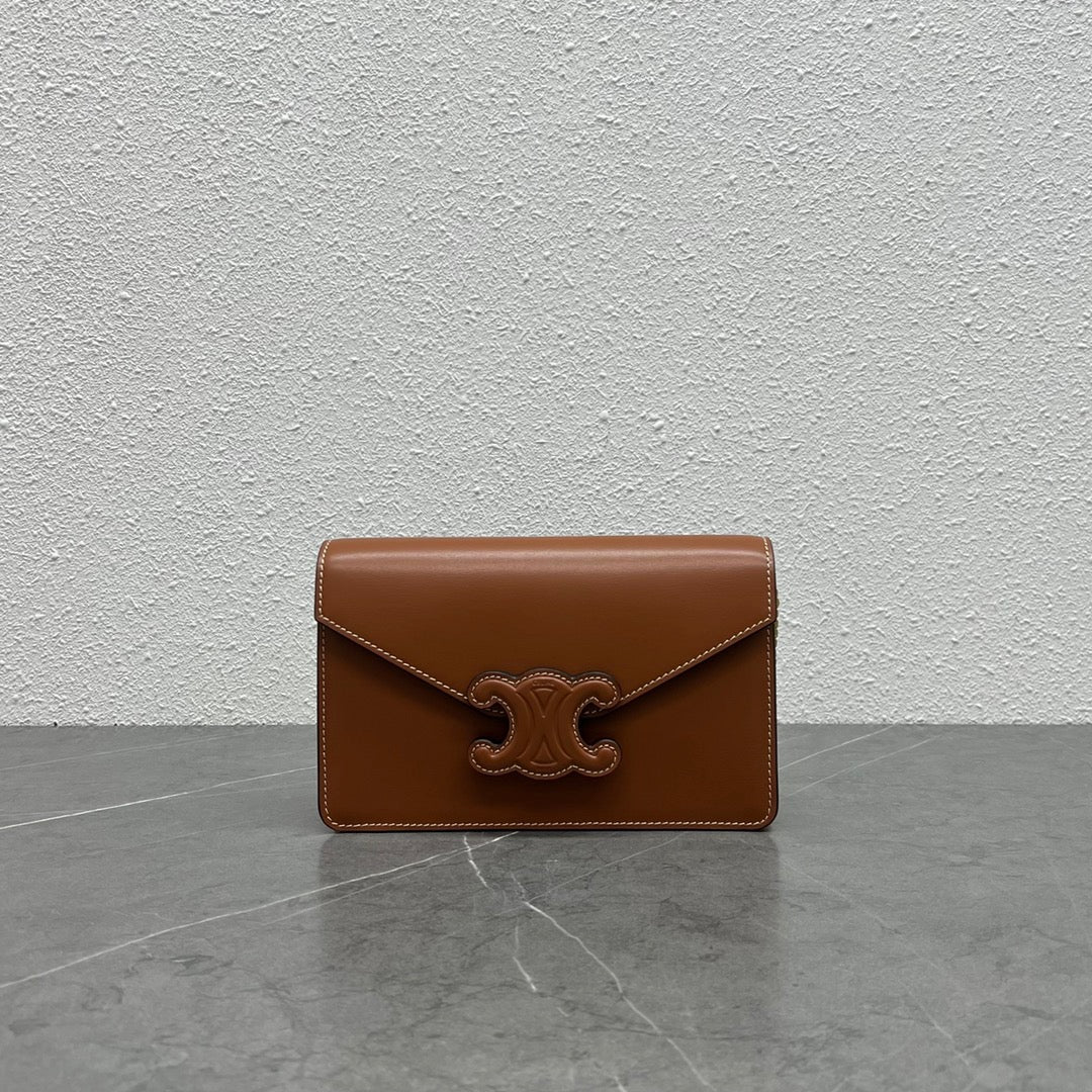 Celine WOC Triomphe Brown Cowhide
