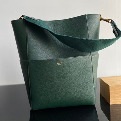 SANGLE SEAU BUCKET 25 BAG GREEN FOREST CALFSKIN