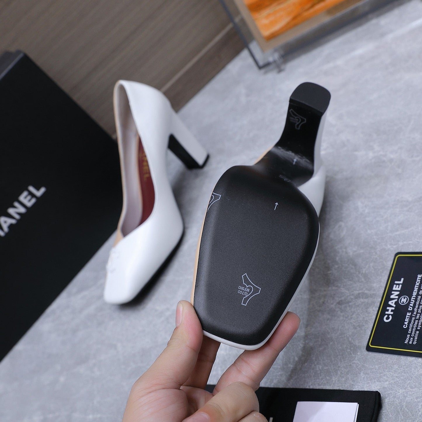 Chanel 2026 High-Heeled Pump 85mm Beige-White Suede Sheepskin 758423