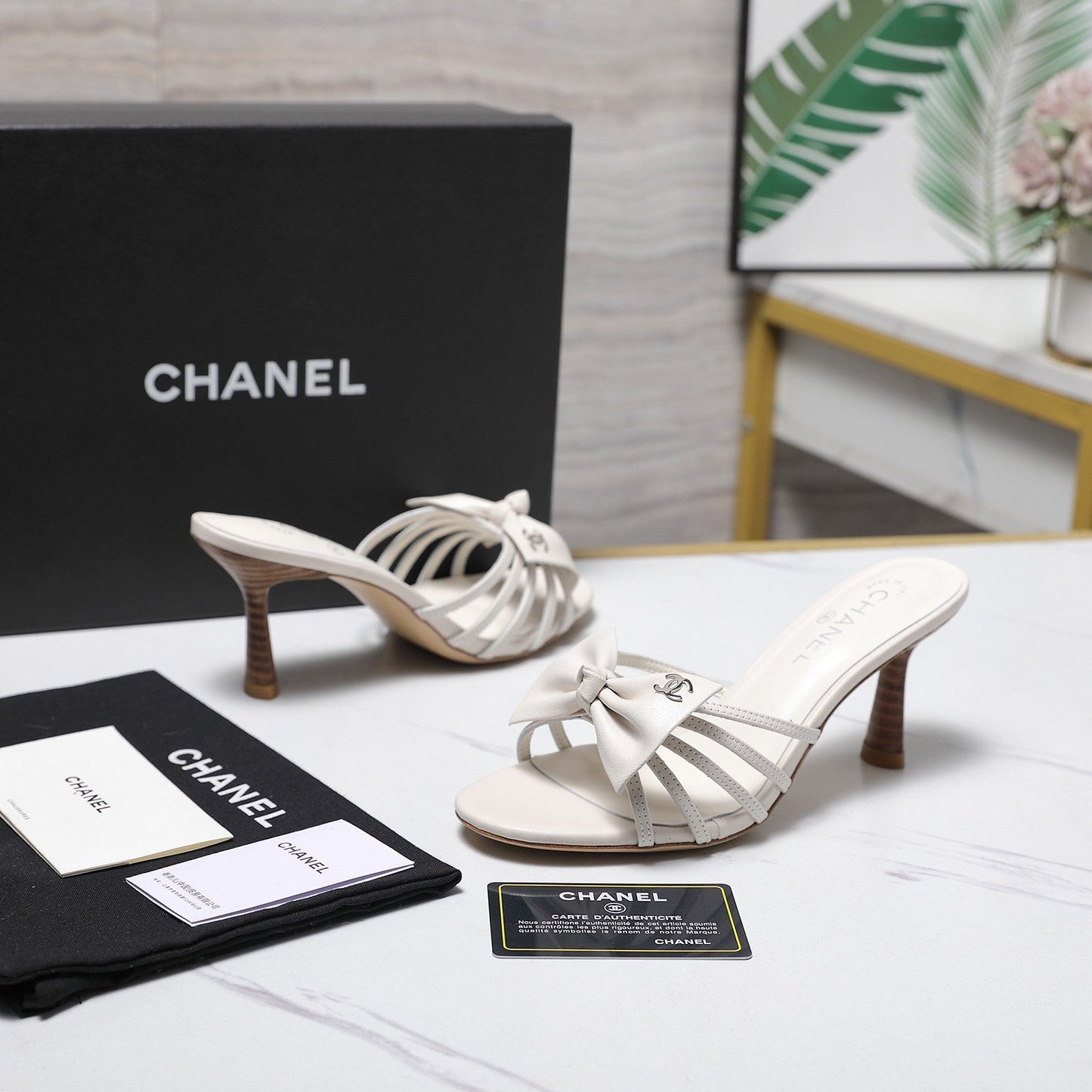 Chanel 2026 High-heeled Sandals With Delicate Bow 80mm White Cowhide 758427