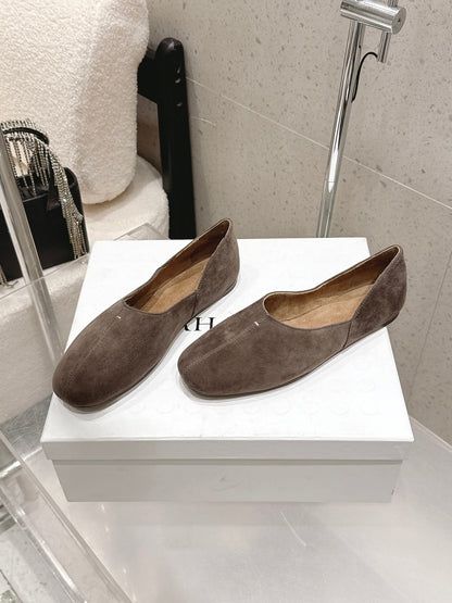 Celine 26s Flat Shoes In Toffee Brown Suede