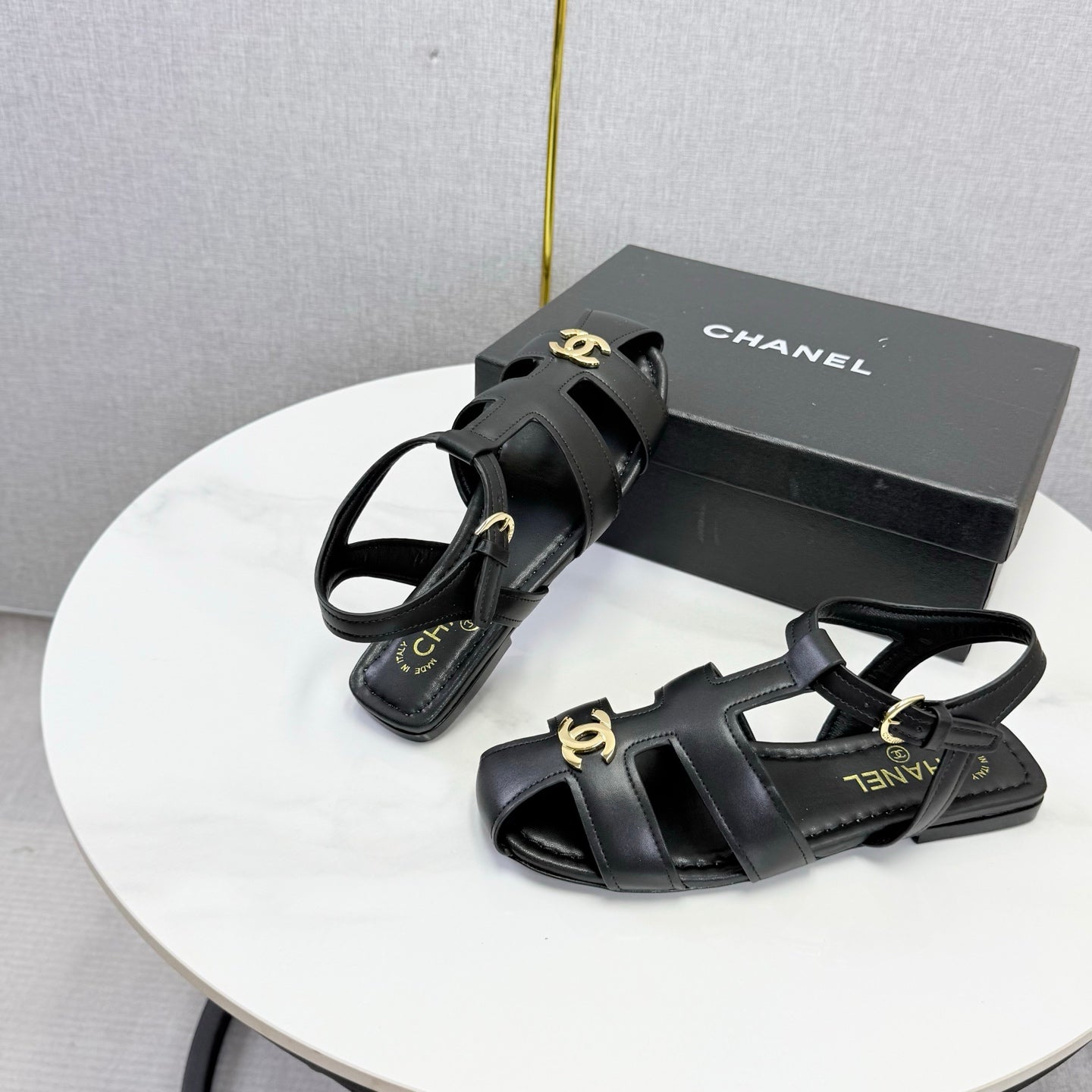 Chanel 2026 Double C Cutout Roman Flat Sandal Sheepskin 904596