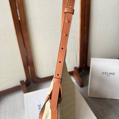 Celine Soft Shopper Bag in Triomphe Brown White Canvas and Calfskin