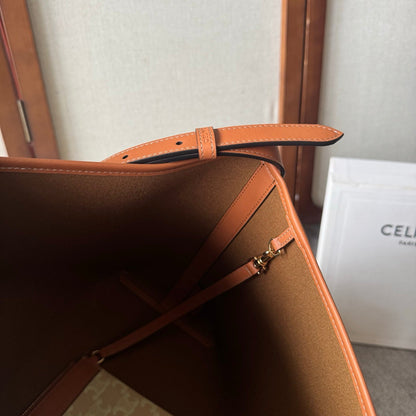 Celine Soft Shopper Bag in Triomphe Brown White Canvas and Calfskin