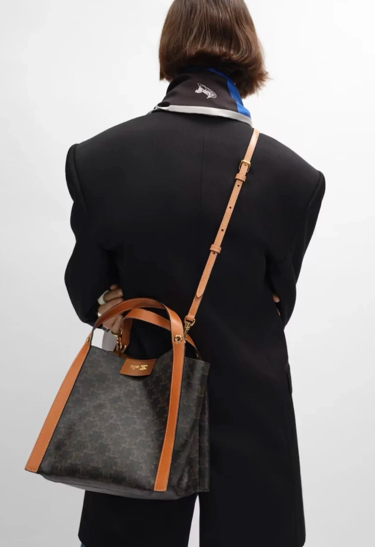 Celine Small Cube Bag Brown Triomphe Canvas Calfskin