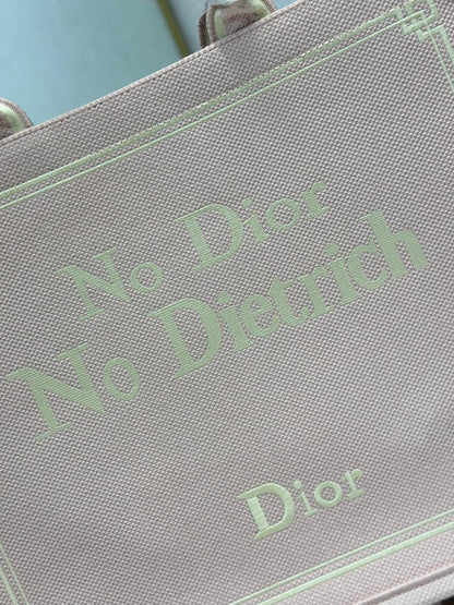 Dior 2026 "No Dior No Dietrich" Book Tote Bag Pink Canvas 290886