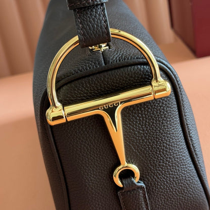 Gucci 2026 Half Horsebit Bag 31.5cm Brown Chocolate Cowhide 277449