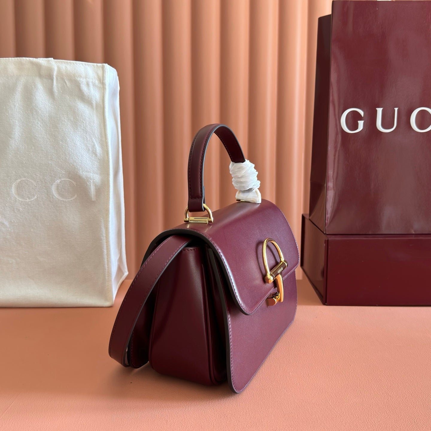 Gucci 2026 Siena Bag 25.5cm Red Gold Leather 277141