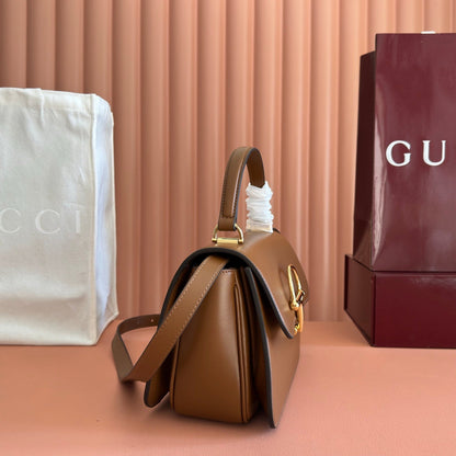 Gucci 2026 Siena Bag 25.5cm Brown Gold Leather 277149