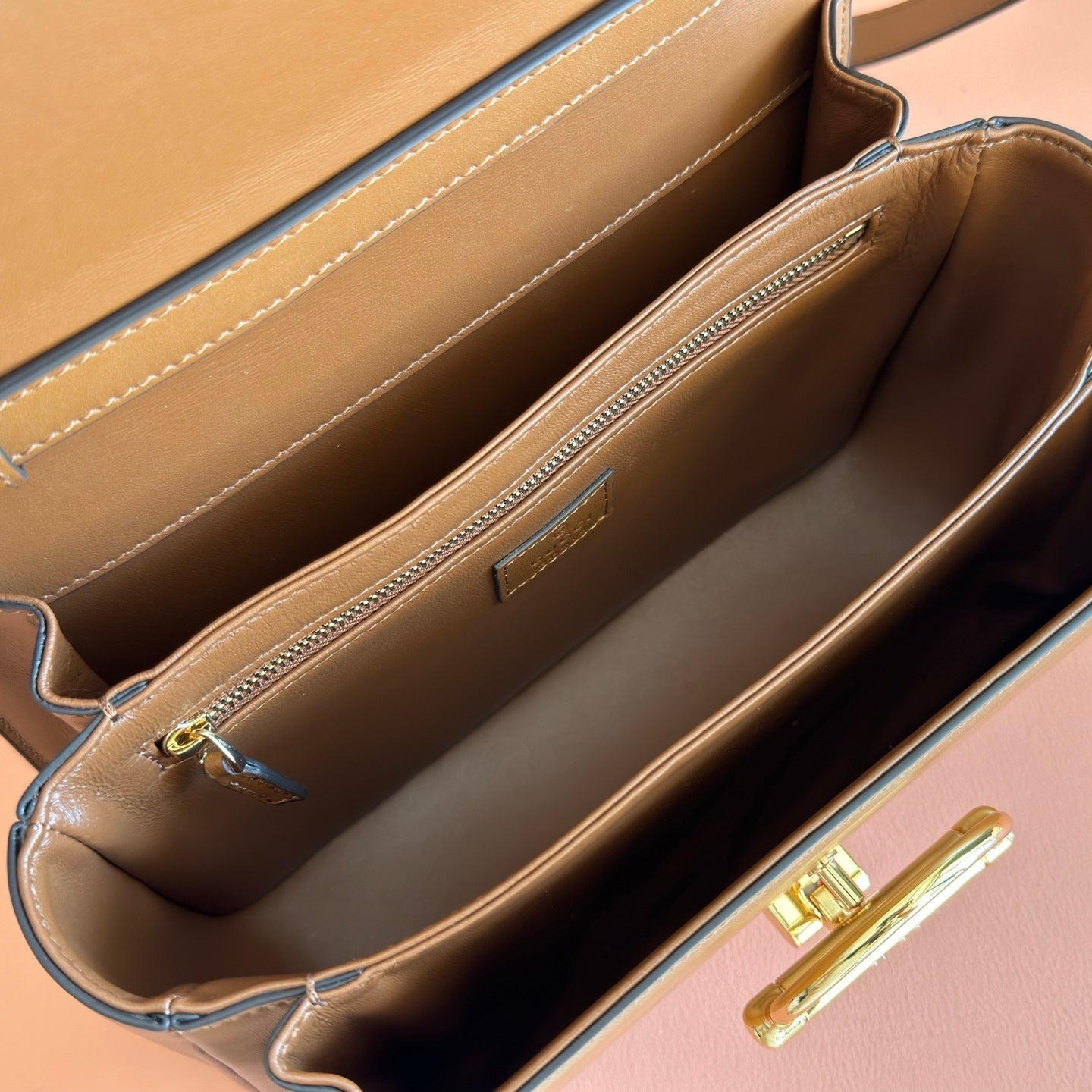 Gucci 2026 Siena Bag 25.5cm Brown Gold Leather 277149