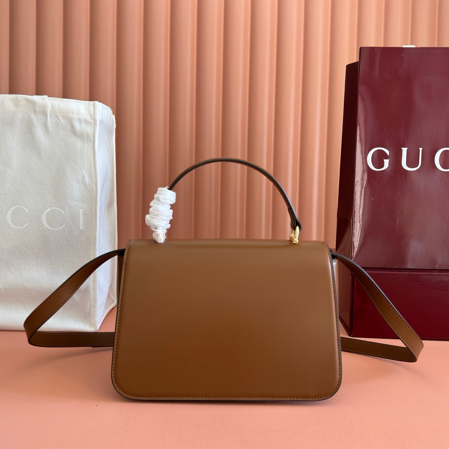 Gucci 2026 Siena Bag 25.5cm Brown Gold Leather 277149