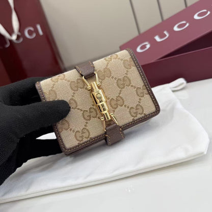 Gucci 2026 Jackie Wallet 11cm Brown Canvas Leather