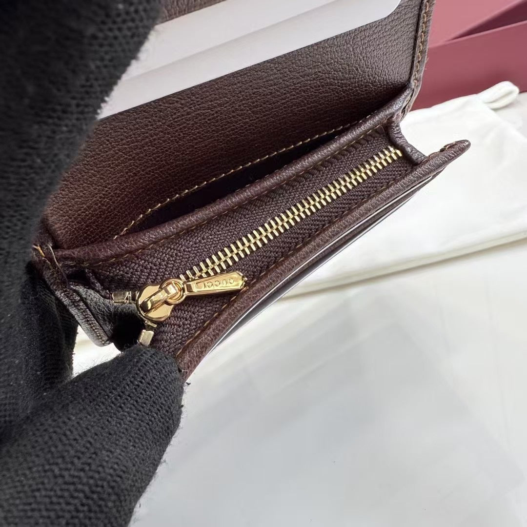 Gucci 2026 Jackie Wallet 11cm Brown Canvas Leather