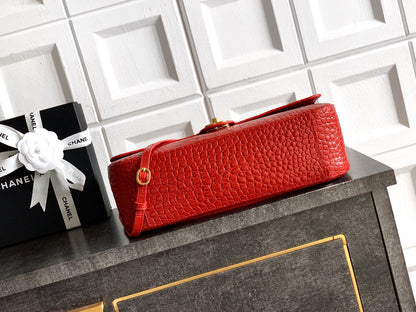 Chanel 2026 Bag 32cm Rich Red Embossed Cowhide